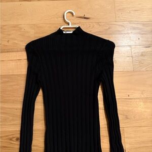 Abercrombie Ribbed Black Mock Neck Long Sleeve Top